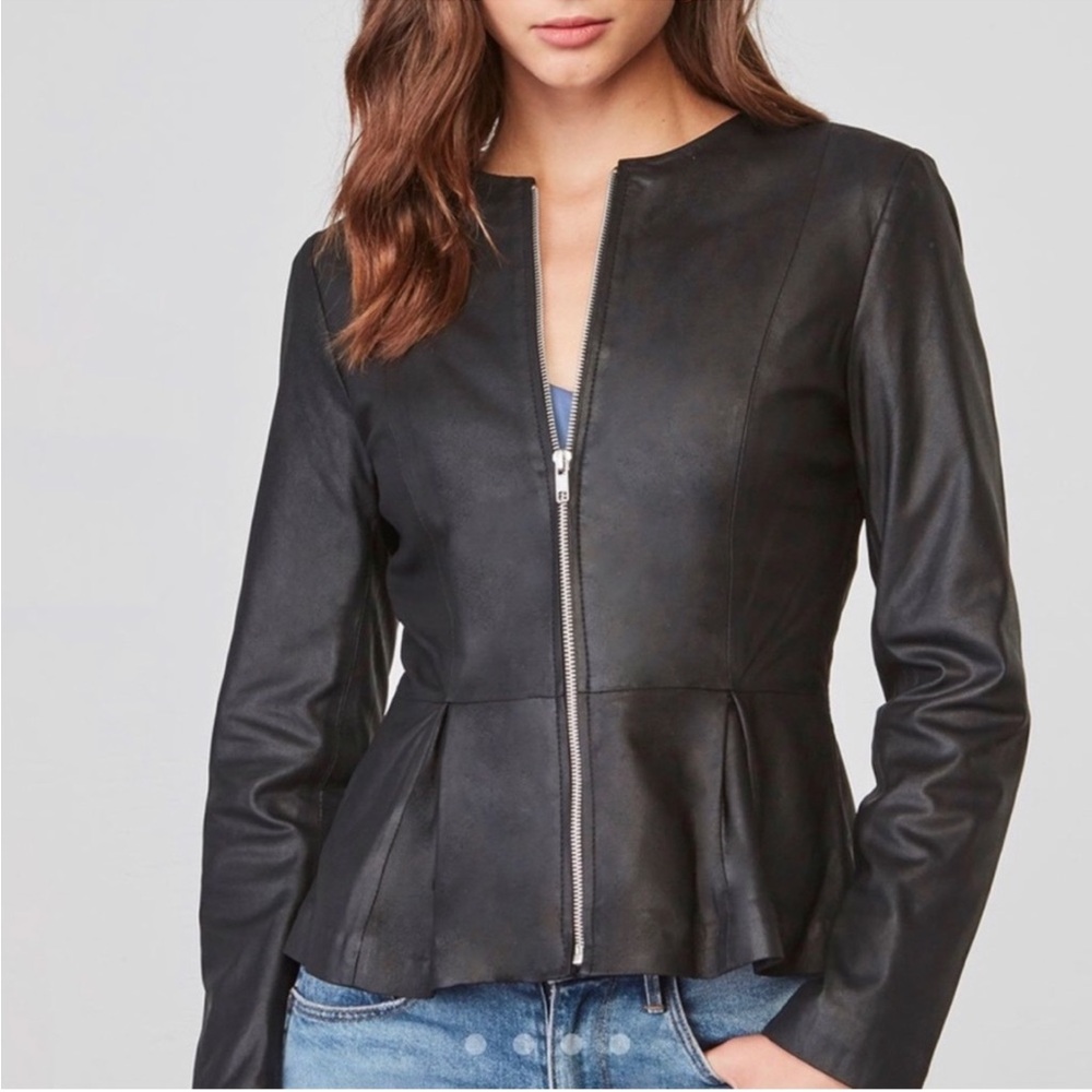 BB Dakota Zip Front Leather Jacket
